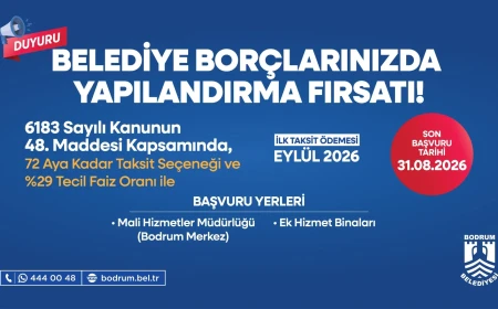 Bodrum Belediyesi'nden Borçlar İçin 72 Aya Varan Yapılandırma Fırsatı Başladı