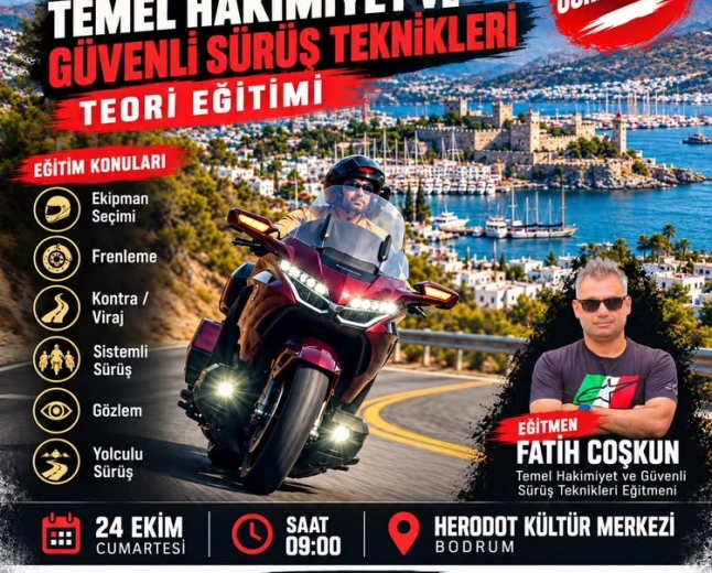 Bodrum’da Ücretsiz Motosiklet Güvenli Sürüş Teori Eğitimi Verilecek