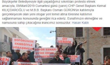 Hasan Kablı Bodrum Şoför Esnafına Protesto Çağrısında Bulundu